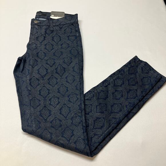 KANCAN Metallic Gold Embossed Dark Wash Blue Denim Jegging Jeans Size 3/27 - Picture 2 of 11